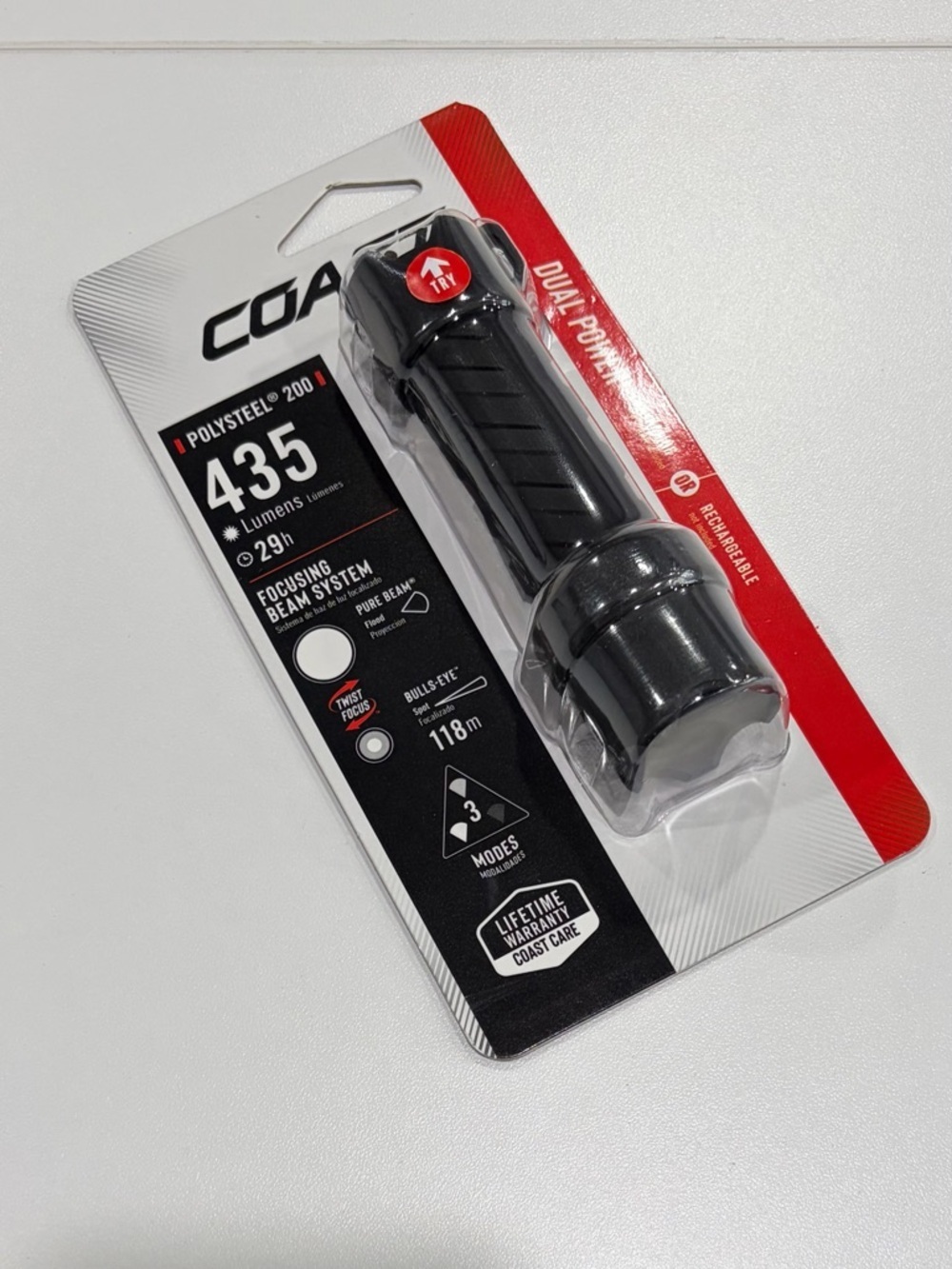 Coast PS200 HGB Flashlight - 435 Lumens Black Camping NWT Durable Storm-Proof